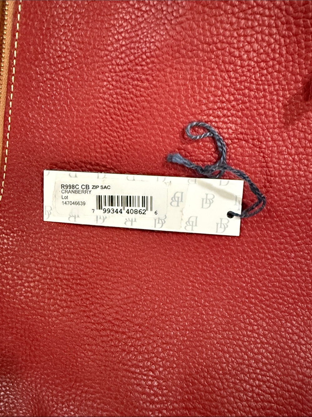 Dooney & Bourke cranberry Leather Shoulder Bag with Tan Trim - Picture 2 of 11